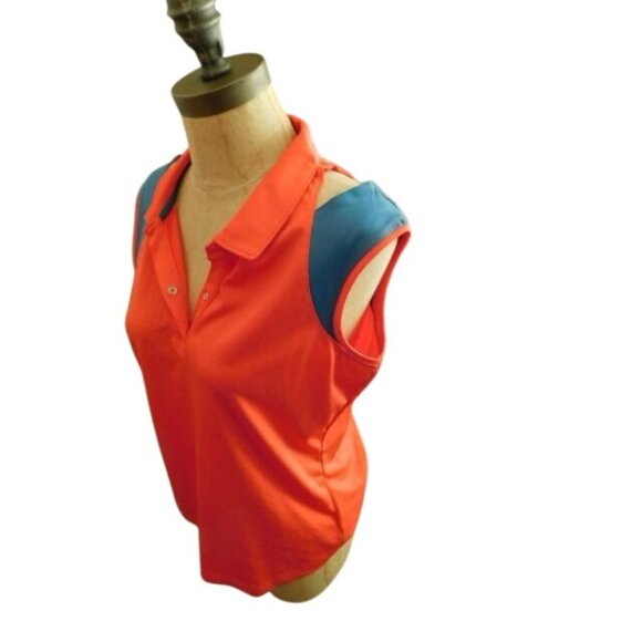 Pebble Beach Size L Large Cold Shoulder Collared Dry-Luxe Golf Shirt Top - Picture 2 of 3